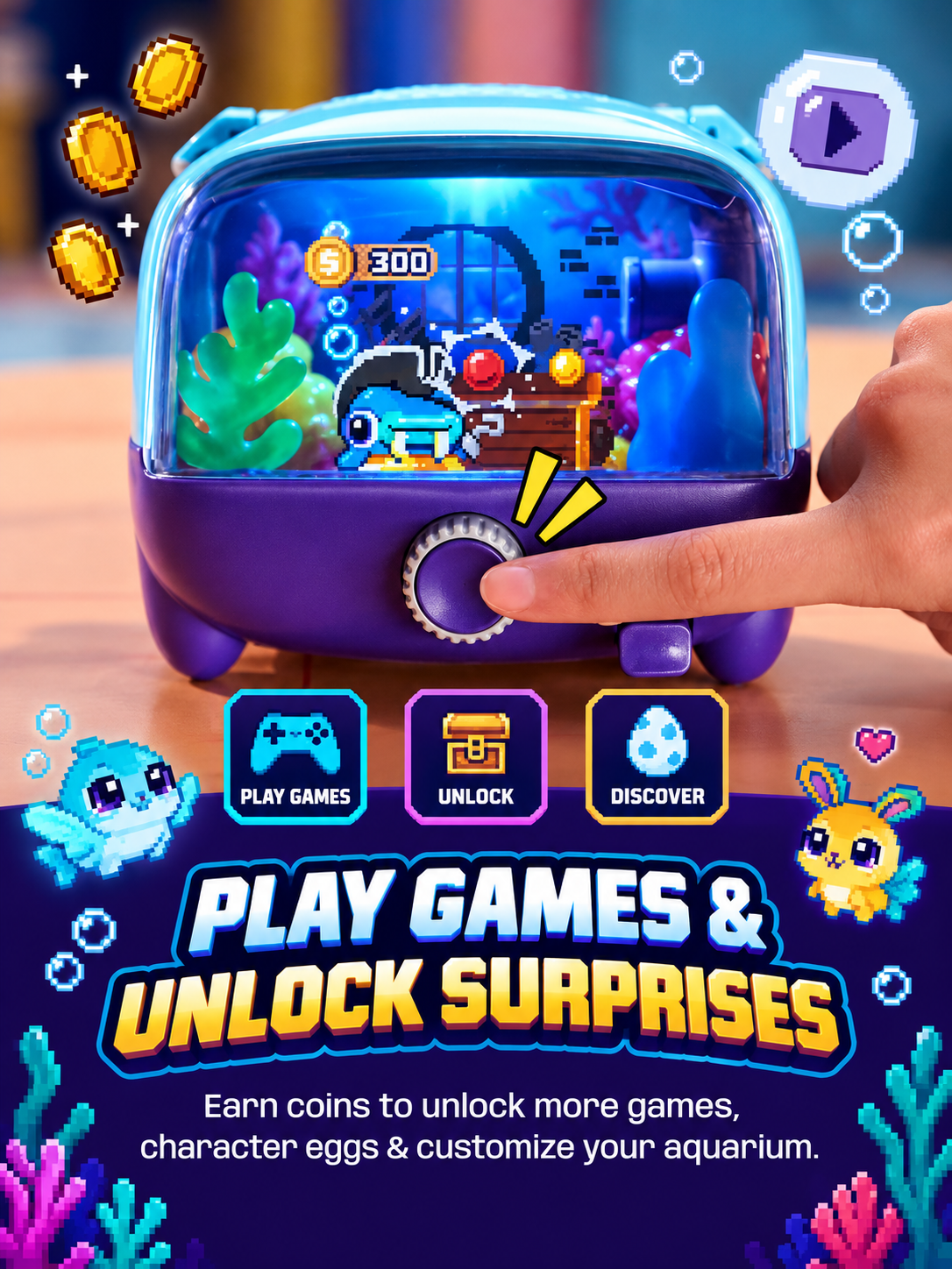 Aquarium Interactive Fish Tank Toy & Digital Pet, Ages 5+